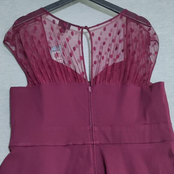 Torrid Plus Size 18 (2x) Burgundy Mesh Dot Pinup Swing Dress NWT - Picture 6 of 14